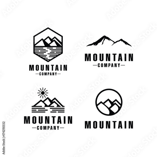 mountain logo design concept simple idea set collection template
