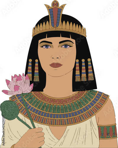 Cleopatra Portrait Egyptian Queen Ancient Egypt Female Ruler Historic Figure Vector