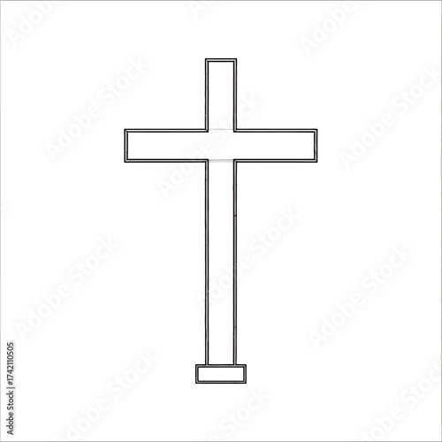 A simple, elegant, line art illustration of a Christian cross on a white background, symbolizing faith and spirituality