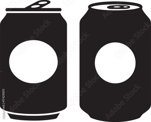 Two black soda cans silhouette