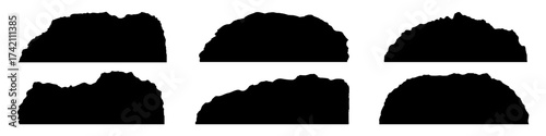Set of silhouettes mountain icon. Collection of mountains on isolated background. Vector of mountain silhouette or vintage hill peak