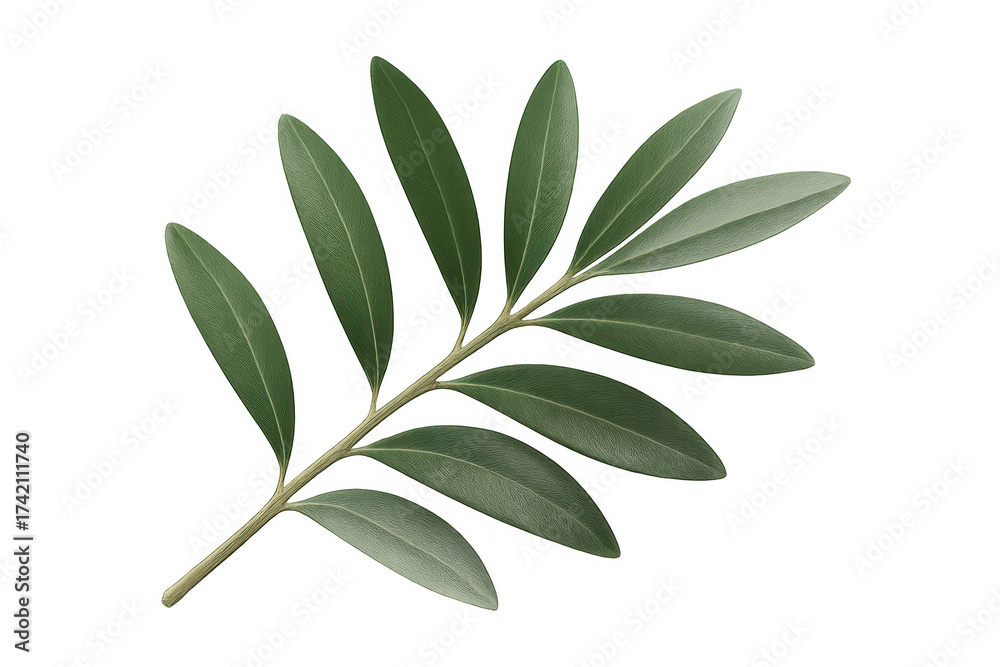 Fototapeta premium Olive branch with green leaves symbolizing peace, nature, and mediterranean culture isolated on a transparent background