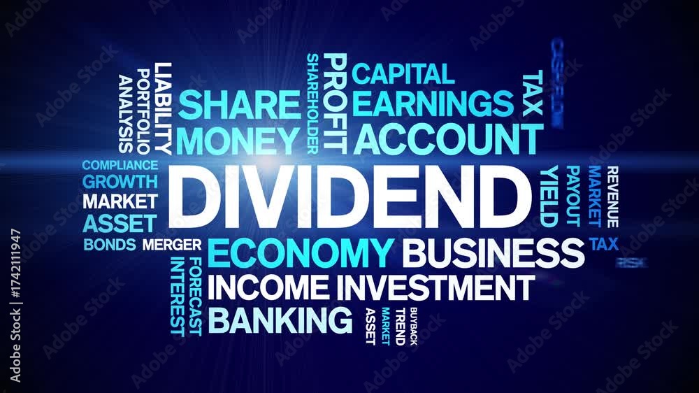 Dividend animated word cloud-text design animation tag kinetic typography seamless loop.