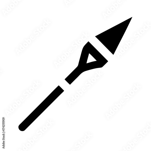 Illustration of a black spear, representing focus, direction, and historical weaponry, ideal for projects requiring a strong, clear symbol
