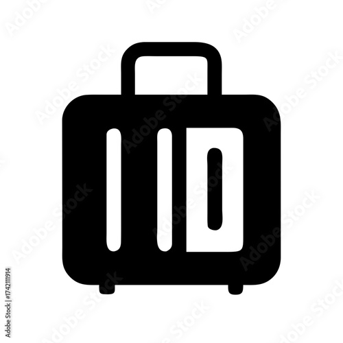 Illustration of a black suitcase, symbolizing travel, vacation, and luggage, perfect for icons, graphics, and minimalist designs