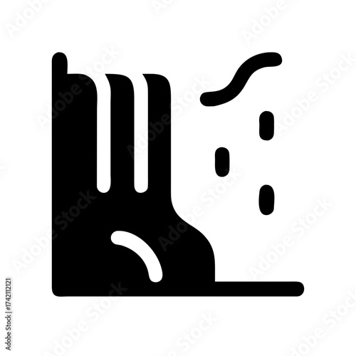 Illustration of a waterfall with cascading water, representing natural beauty, water resources, and environmental themes