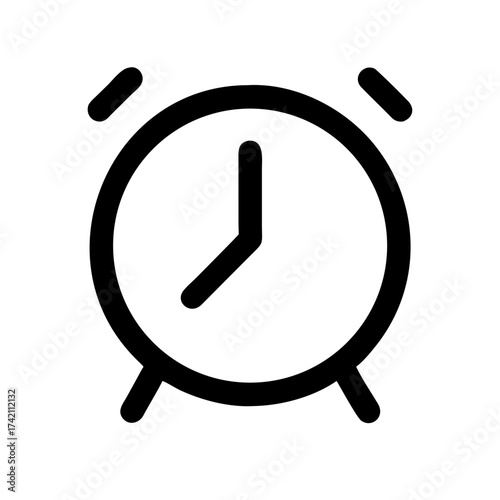 Illustration of an alarm clock, showcasing a simple yet elegant design suitable for logos, icons, or educational materials related to time