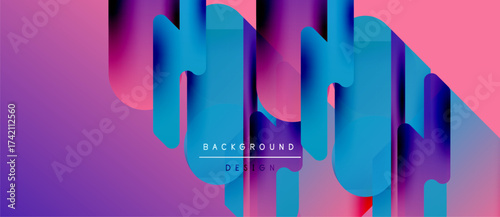 Abstract vibrant layers create dynamic visual effect. Gradient colors blend, forming modern background design. Smooth shapes overlap.