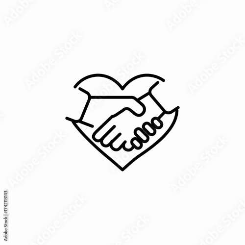 heart handshake agreement icon sign vector