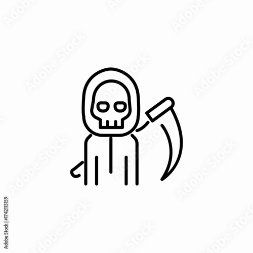 hooded grim reaper icon sign vector