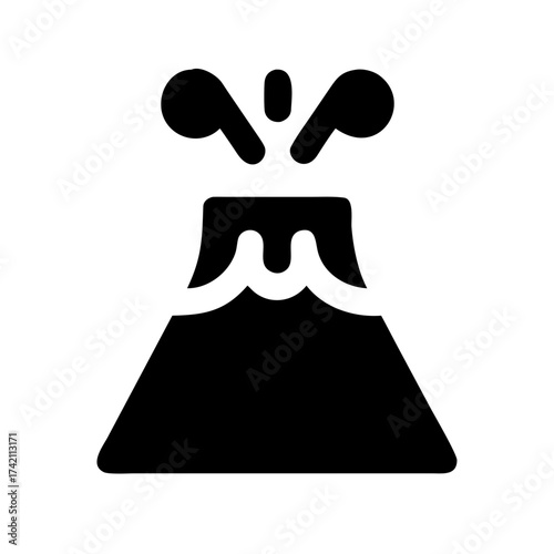 Vector art of volcano eruption icon this minimalist glyph depicts a volcano with smoke or steam rising, symbolizing geological activity and natural power