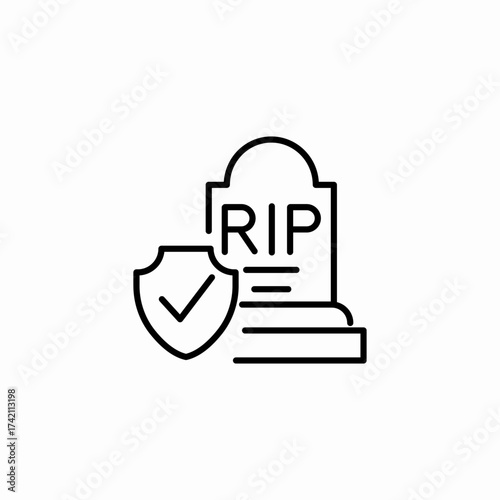 insured gravesite shield icon sign vector