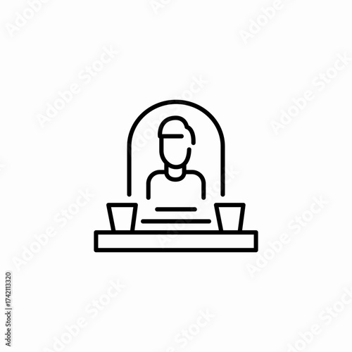 mourner at table icon sign vector