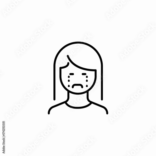 sad crying woman icon sign vector