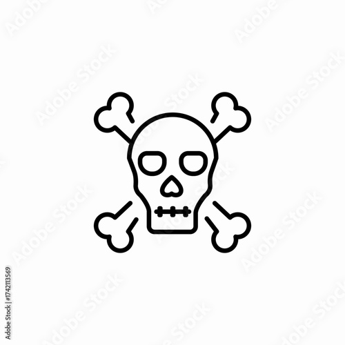 skull crossbones danger icon sign vector