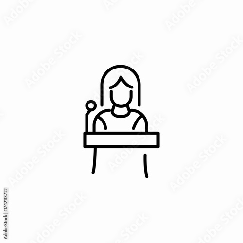 woman at podium icon sign vector
