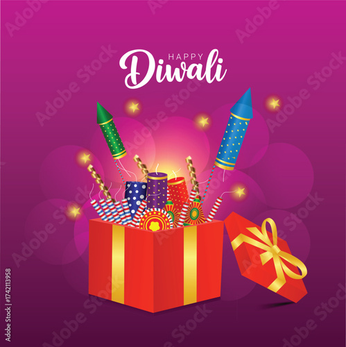  Happy Diwali Gift Box with Firecrackers and Rockets