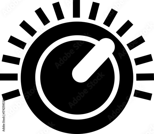 Volume Control Knob Icon Audio Adjustment Dial Vector of Sound Mixer, Music Equalizer, Tuning Button, Level Switch, Radio, Interface Symbol in Black Flat Style