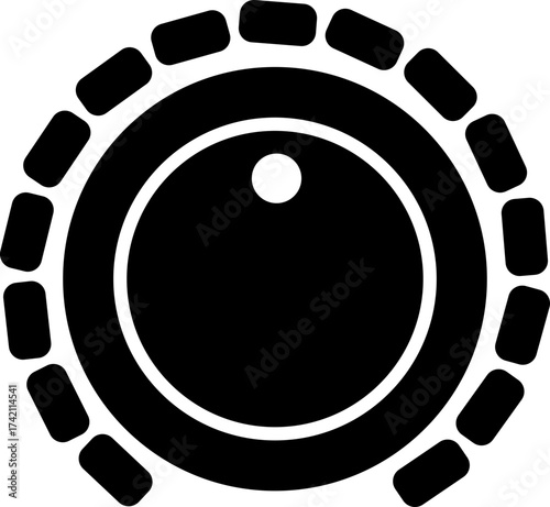 Volume Control Knob Icon Audio Adjustment Dial Vector of Sound Mixer, Music Equalizer, Tuning Button, Level Switch, Radio, Interface Symbol in Black Flat Style
