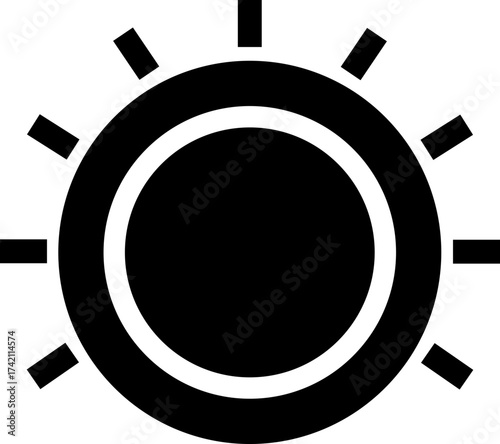 Volume Control Knob Icon Audio Adjustment Dial Vector of Sound Mixer, Music Equalizer, Tuning Button, Level Switch, Radio, Interface Symbol in Black Flat Style
