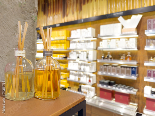 buying perfume in a perfume shop	