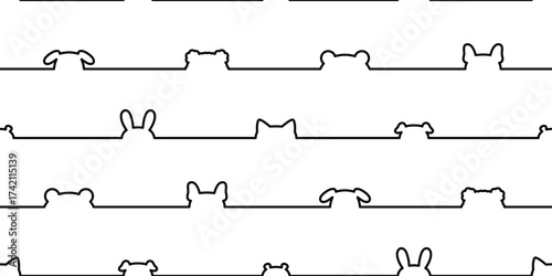 dog cat seamless pattern polar bear kitten rabbit icon head line vector calico doodle cartoon pet animal illustration tile background gift wrapping paper repeat wallpaper scarf isolated
