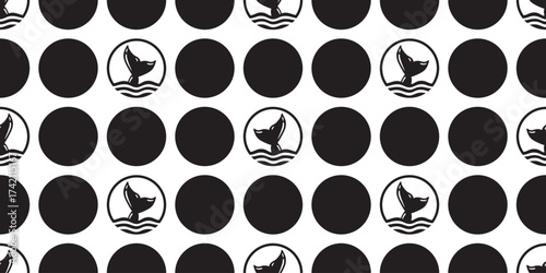 whale tail seamless pattern shark fin wave fish vector dolphin tuna salmon doodle icon cartoon ocean sea doodle tile background gift wrapping paper repeat wallpaper illustration scarf isolated animal 