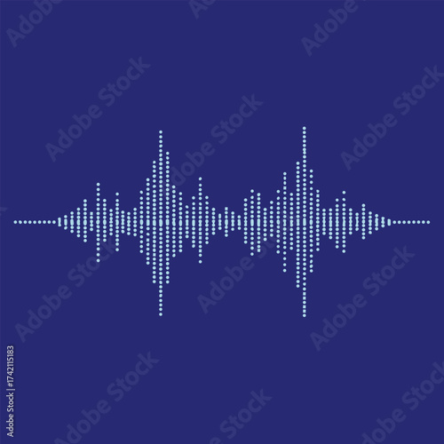 Abstract sound wave pattern on a dark blue representing audio signals and digital sound visualization