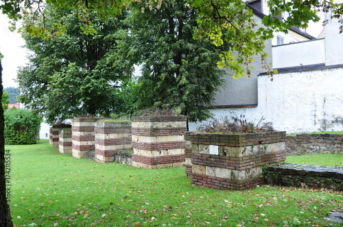 Passau, Germany August 27 2023. Roman Museum Kastell Boiotro, Passau, Lower Bavaria. Museum stands on the foundations of the late Roman Boiotro Castle; remnants of the military fortifications