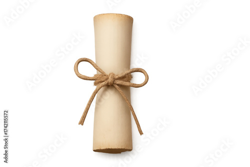 Vintage scroll parchment tied with rope antique message