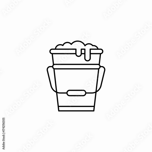 soapy cleaning bucket icon sign vector