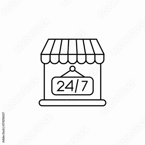 store open twenty-four seven icon sign vector
