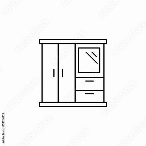 wardrobe mirror drawers icon sign vector