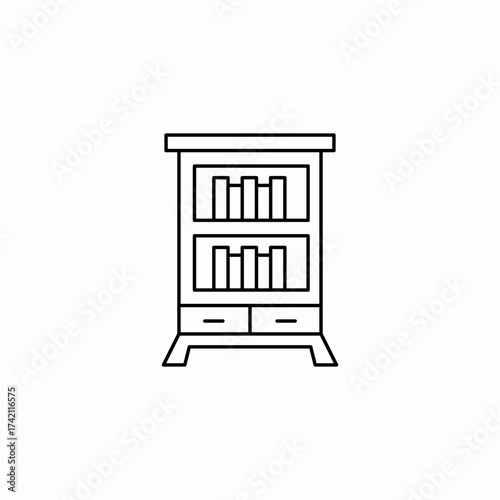 wooden book cabinet icon sign vector