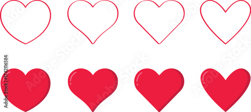 Vector Red Heart Icons Collection
