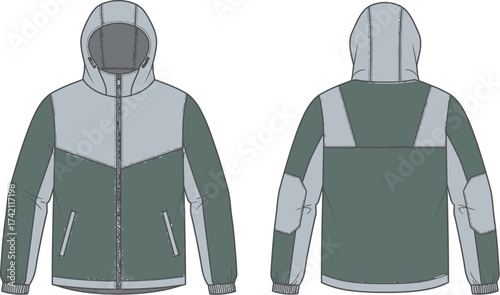 Shop hooded jacket outerwear apparel fashion design template editable stock