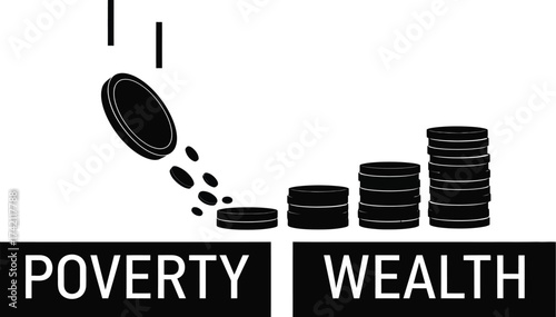 Poverty versus wealth concept financial success and investment editable stock