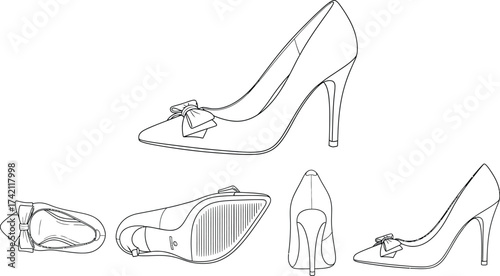 Shop elegant high heel pumps with bow detail online now sale editable stock