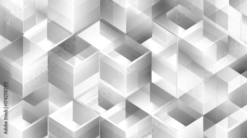 Modern geometric background with sleek white and gray 3D cubes for professional tech and business designs, adding a dynamic touch to any project