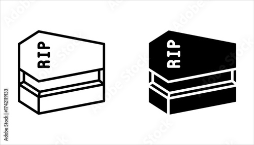 Coffin icon set. Grave symbol. halloween concept on white background
