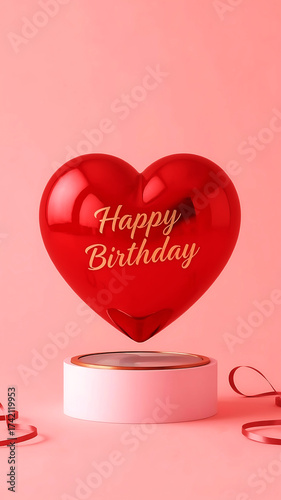 Happy Birthday Heart Copy Space For Text Or Images Isolated Background 300 DPI High Resolution Illustration Modern Colours