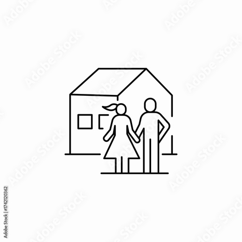 couple new home icon sign vector