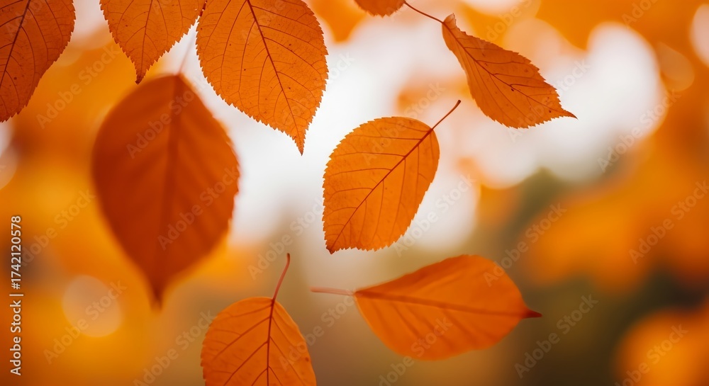 Naklejka premium Stunning autumn leaves creating a vibrant orange background effect
