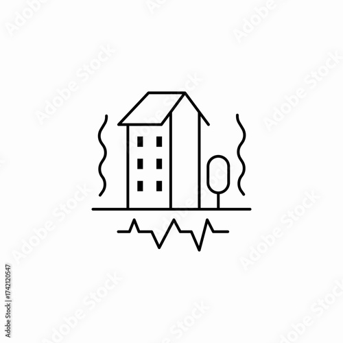 earthquake shaking building icon sign vector