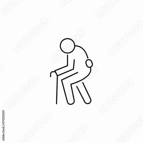 elderly stooped figure icon sign vector