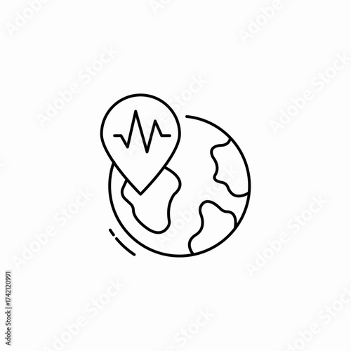 global earthquake location icon sign vector