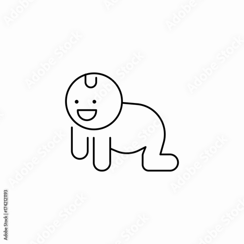 happy crawling baby icon sign vector