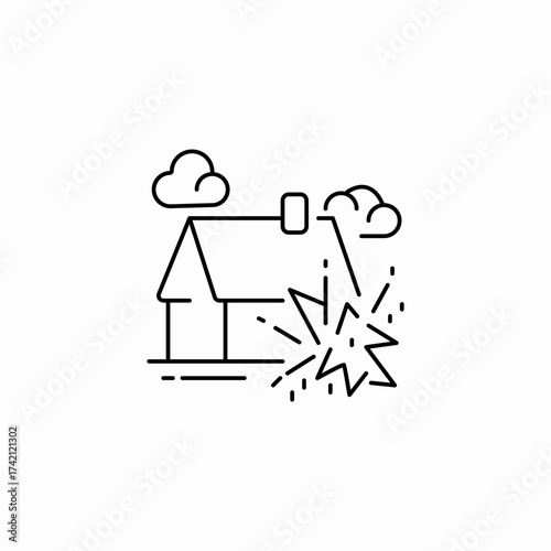 house lightning strike icon sign vector