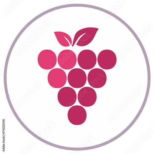 Graphic Grape Cluster Design Berry Bunch Icon Simple Illustration Vineyard Theme Isolated Image