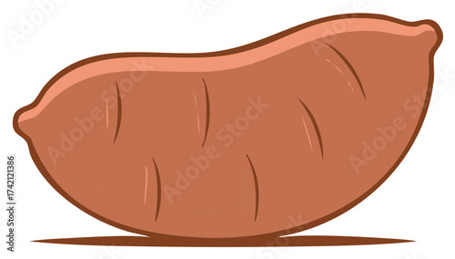 Stylized Brown Sweet Potato Vegetable Illustration